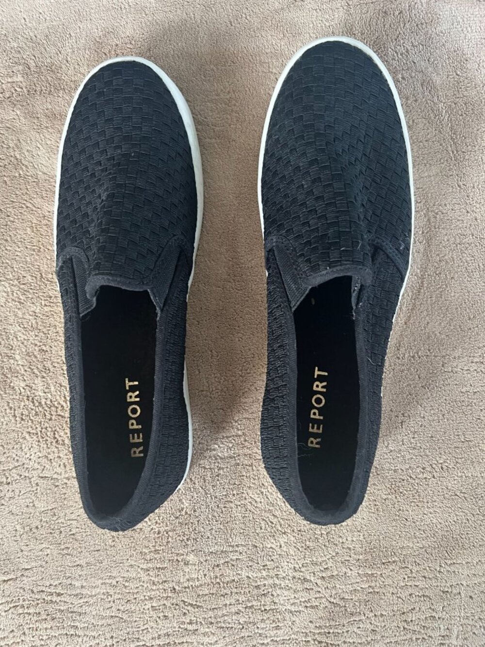 Report Womens Black Slip-On Woven Sneakers Size 9.5 Casual Comfort Shoes